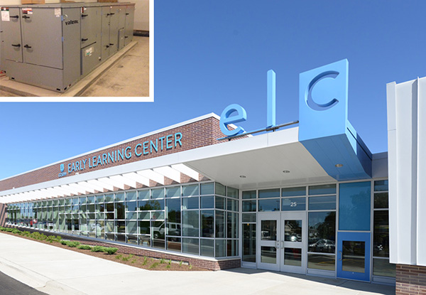 A Variable Refrigerant Flow heating and cooling system at Community Consolidated School District 59’s new Early Learning Center cuts energy costs by 50 percent and creates consistent optimal comfort throughout the school. 