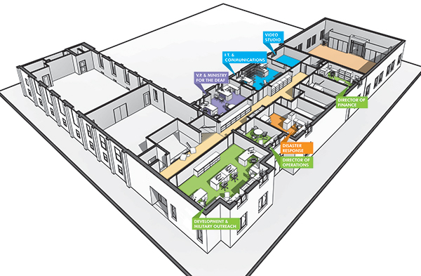 Floor plan of Lutheran Church Charities’ new headquarters in Northbrook, Illinois