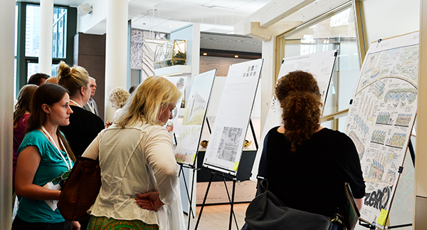 The event concluded when participants voted on entries for a competition that challenged five Legat designers to create a sustainable bike shelter for the Village of Clarendon Hills.