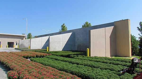 View behind the materials screen wall at the COD Campus Maintenance Center.