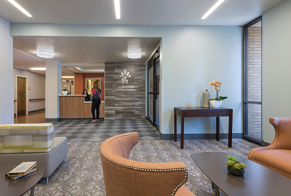 A revived lobby offers seating options and better views.