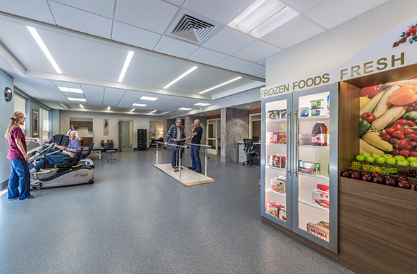 The physical therapy program expands with larger space, more equipment, and an ADL area.