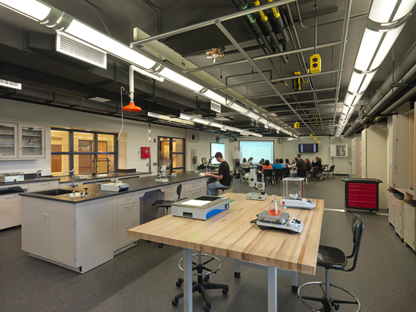 Flexible furniture, storage, and equipment at Niles North and West High School STEM labs accommodate both individual study and class activities.