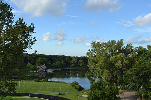 The addition’s green roof offers spectacular views of the lake that borders the Glenbard West campus.