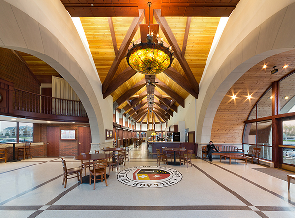 The Tinley Park 80th Avenue Metra Station features a rustic interior and a full-service kitchen.