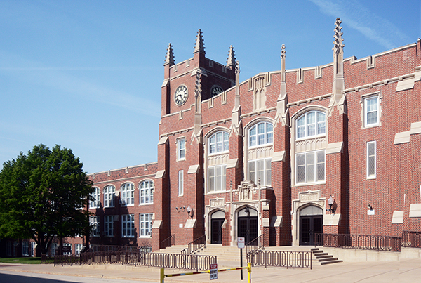 The iconic clock tower at LaSalle-Peru High School