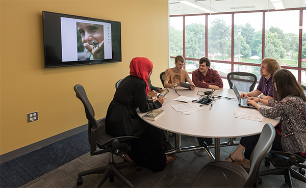 Renovated study rooms at the Moraine Valley Community College library reveal that active learning need not be limited to large spaces.