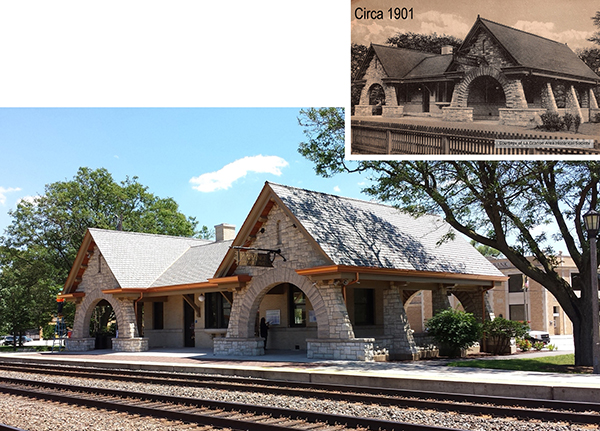 To enable more historically accurate upgrades, the La Grange Area Historical Society scoured its archives for plans and photos of the original design, which inspired improvements to the roof, lighting, and platform signage.