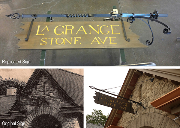 Documentation from the early 1900s provided by the La Grange Area Historical Society enabled the village to replicate the original signage on the outbound platform.