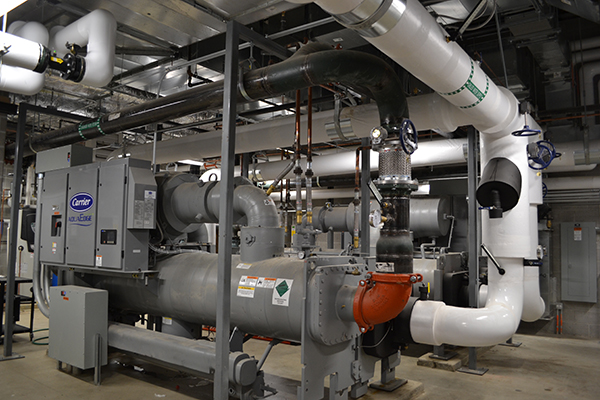 A mechanical room keeps the new energy-efficient systems off the roof.