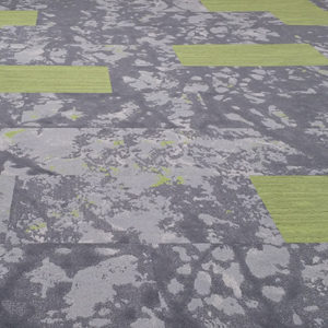 Students and designers selected carpeting that looks like trees are casting shadows on it.