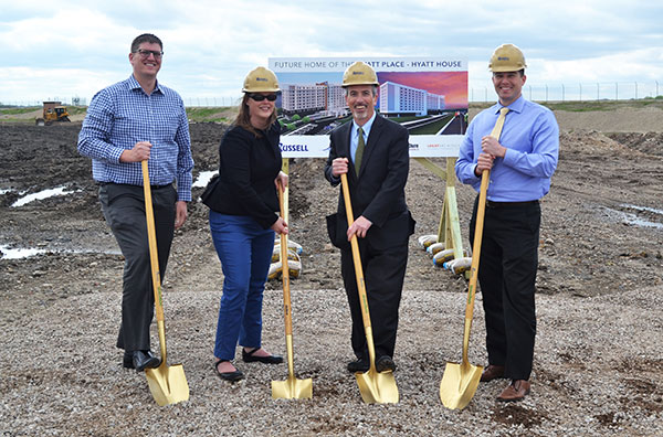 Eric Reinsch, structural engineer (IMEG Corp); April Maifield, director of hospitality and senior project manager (Legat Architects); Patrick Brosnan, President/CEO (Legat Architects); Brian Campbell, design team member (Legat Architects)