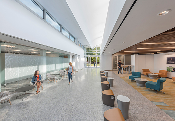 atrium with natural light and gathering area