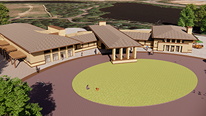 aerial rendering of clubhouse