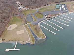 aerial photo of marina