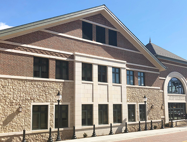 Arlington Heights police station masonry exterior