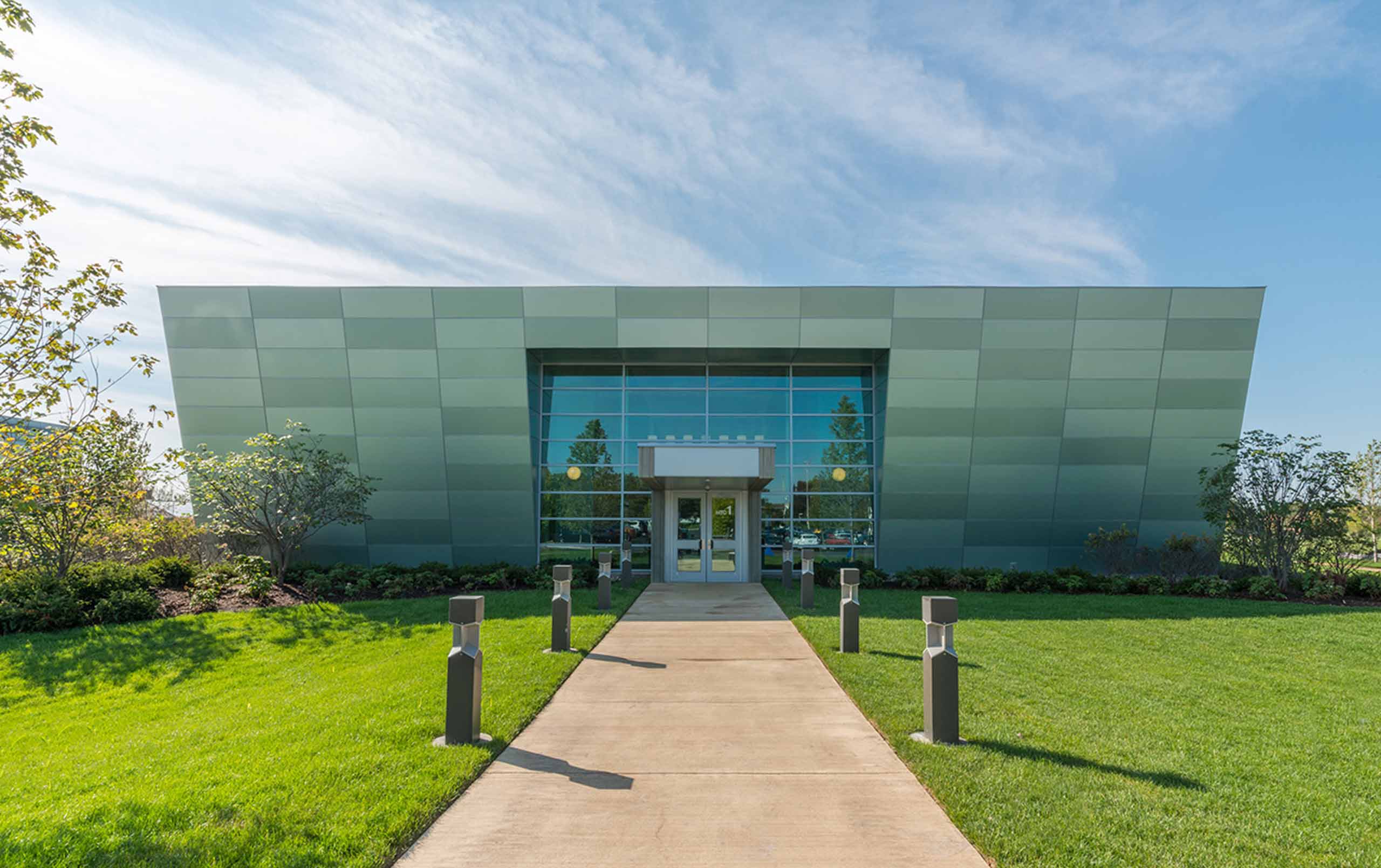 Exterior of College of DuPage Homeland Security Training Center entrance. 