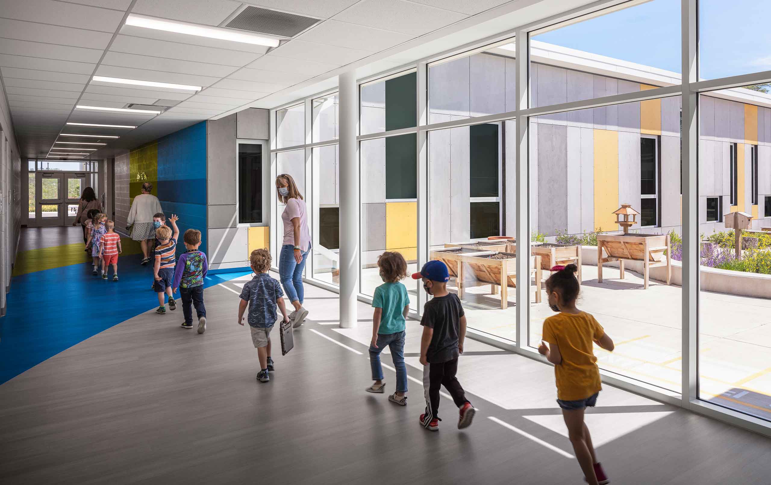 Jefferson Early Childhood Center children corridor with views to courtyard