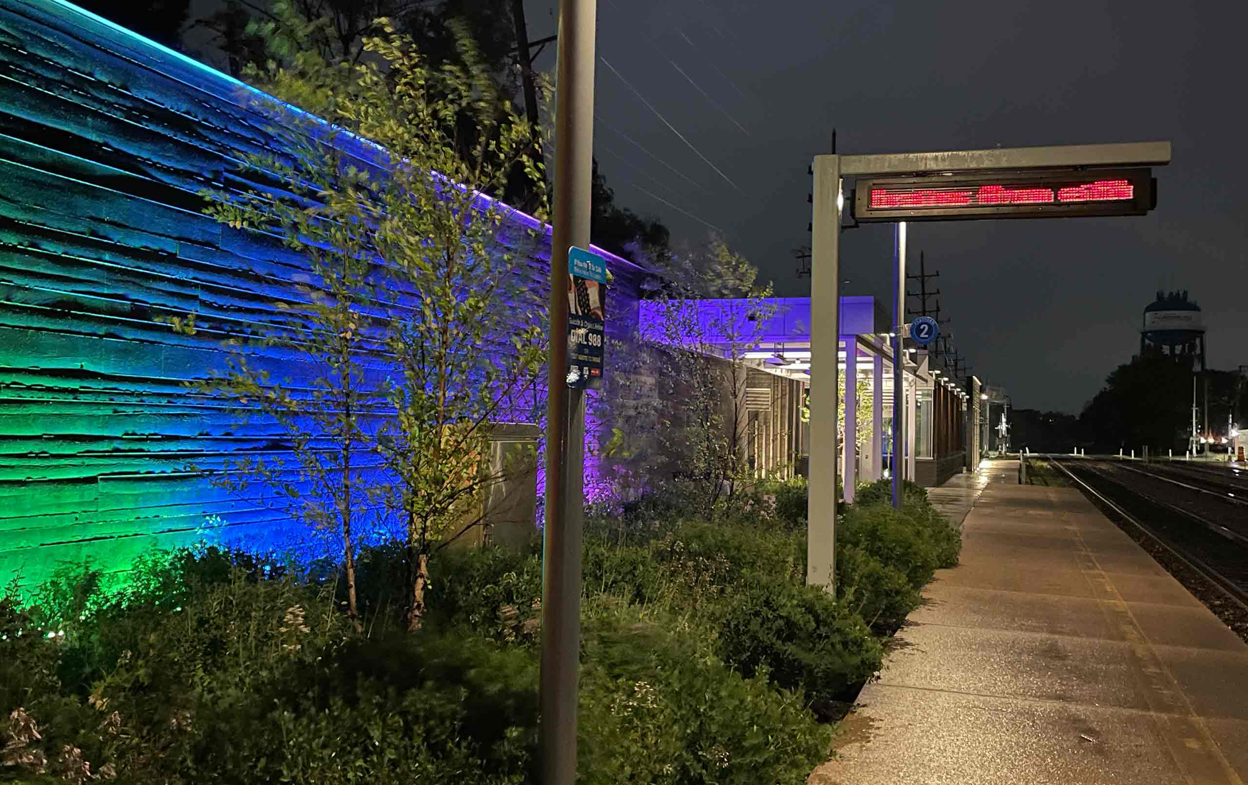 Train Station color lights night time