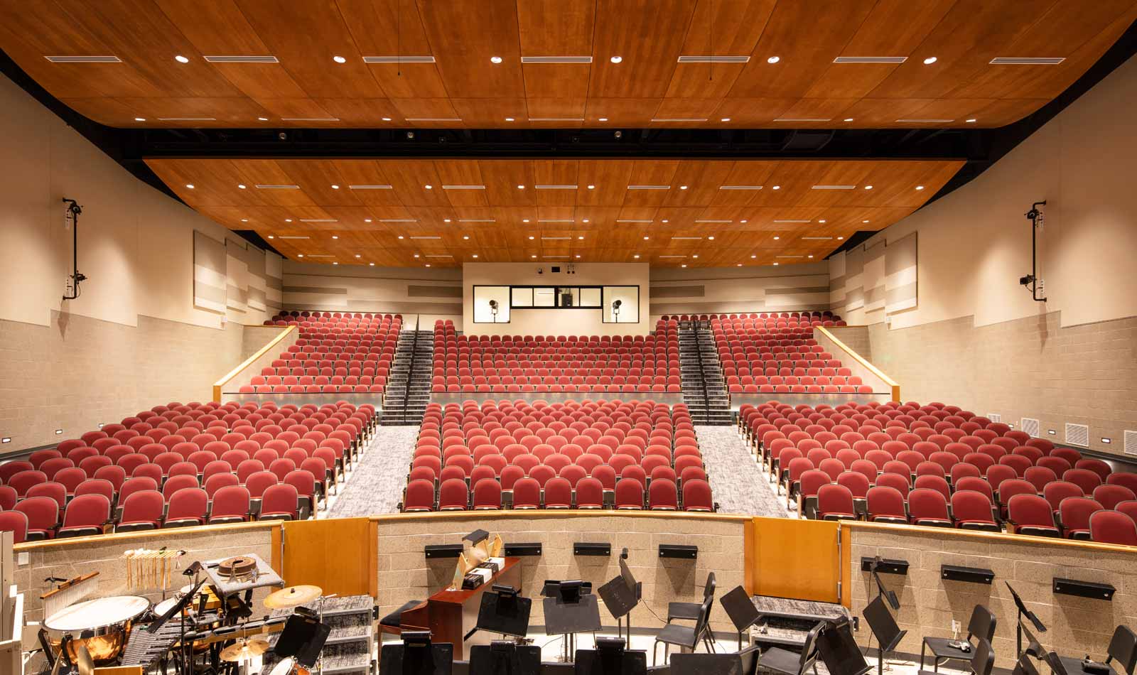 View of performing arts center at Moline High School from orchestra pit