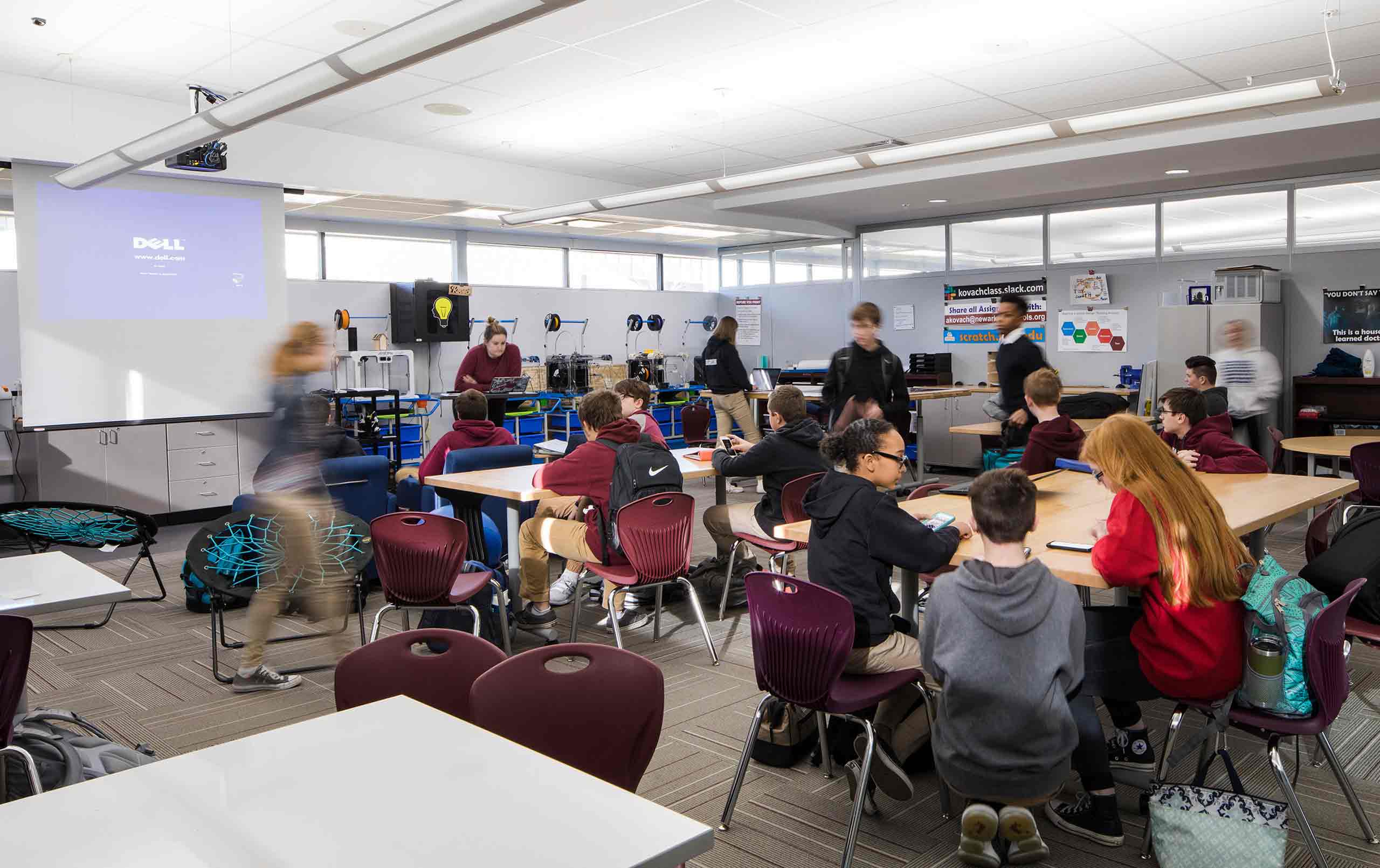 Students in Newark High School Innovation Center