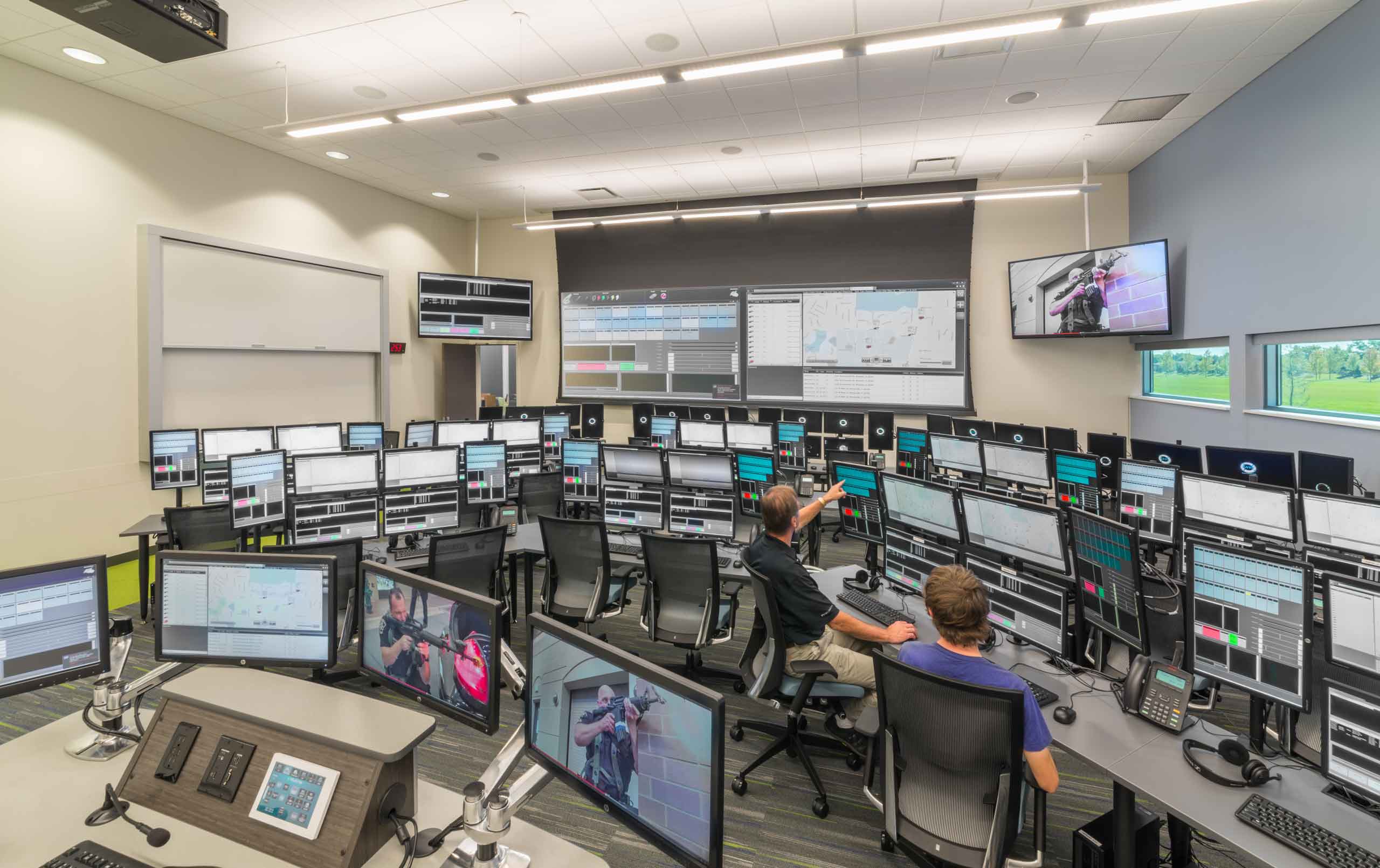 Simulated 911 call center at College of DuPage Homeland Security Training Center