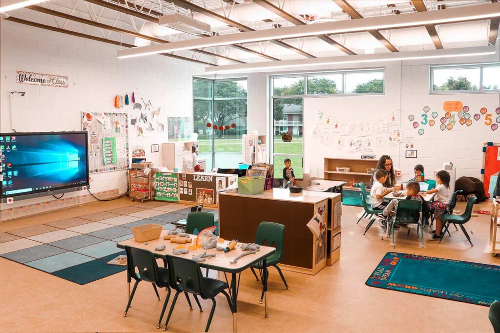 Kindergarten classroom with daylight and views