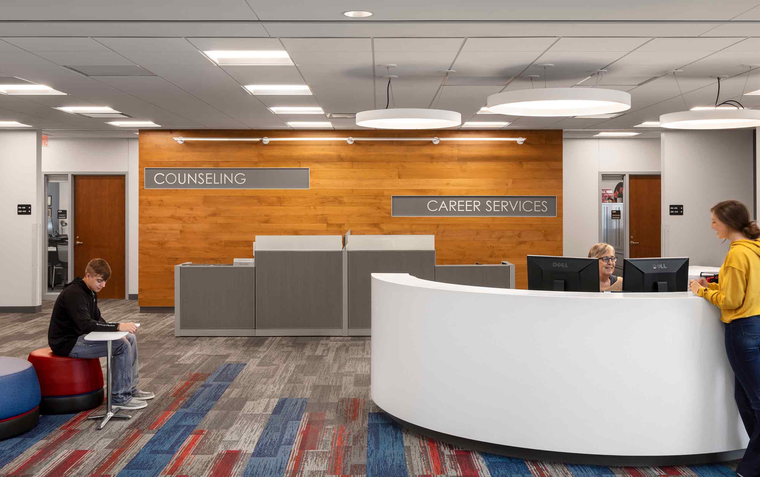 College careers and counseling reception area
