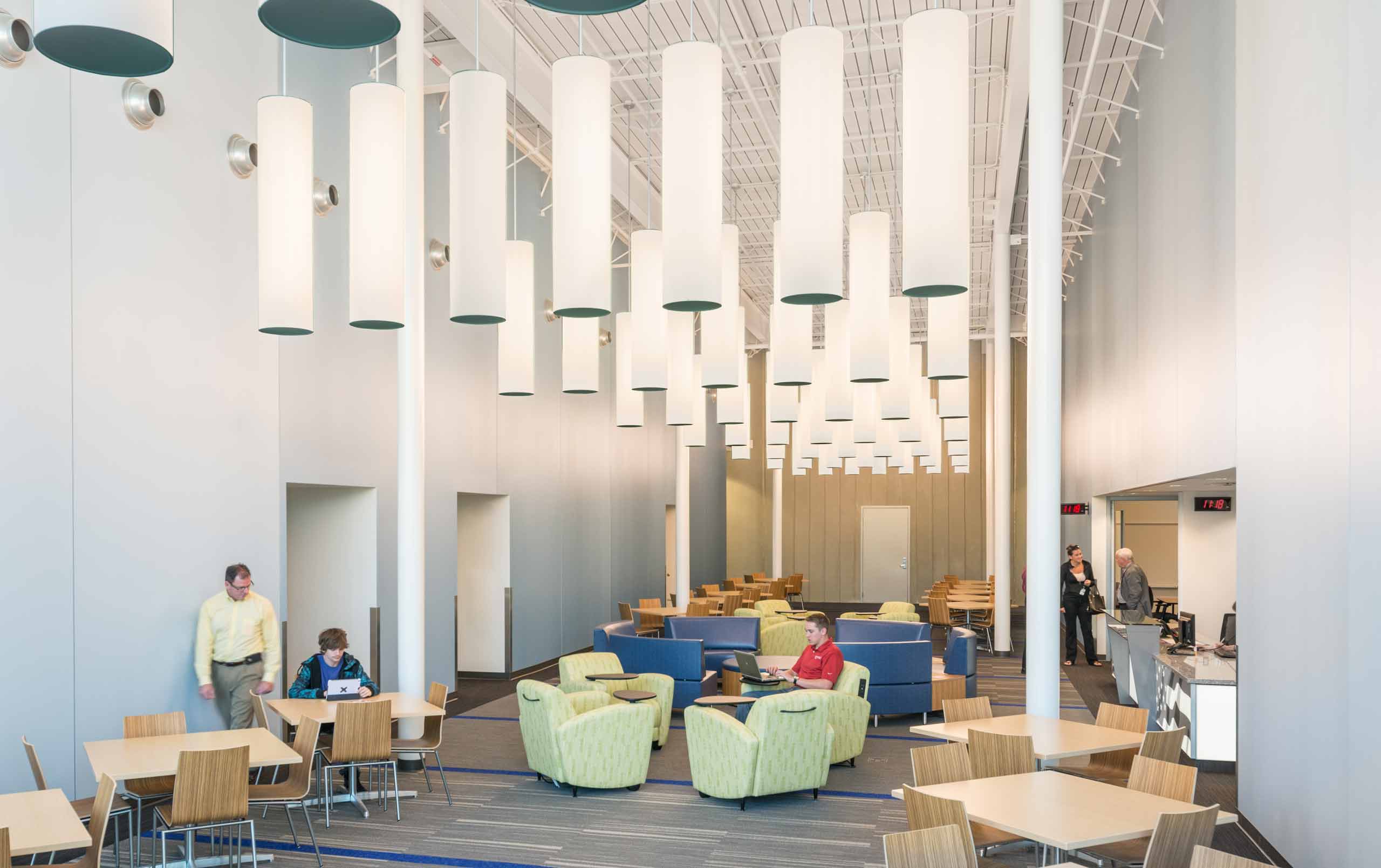 Students and staff in lobby of College of DuPage Homeland Security Training Center