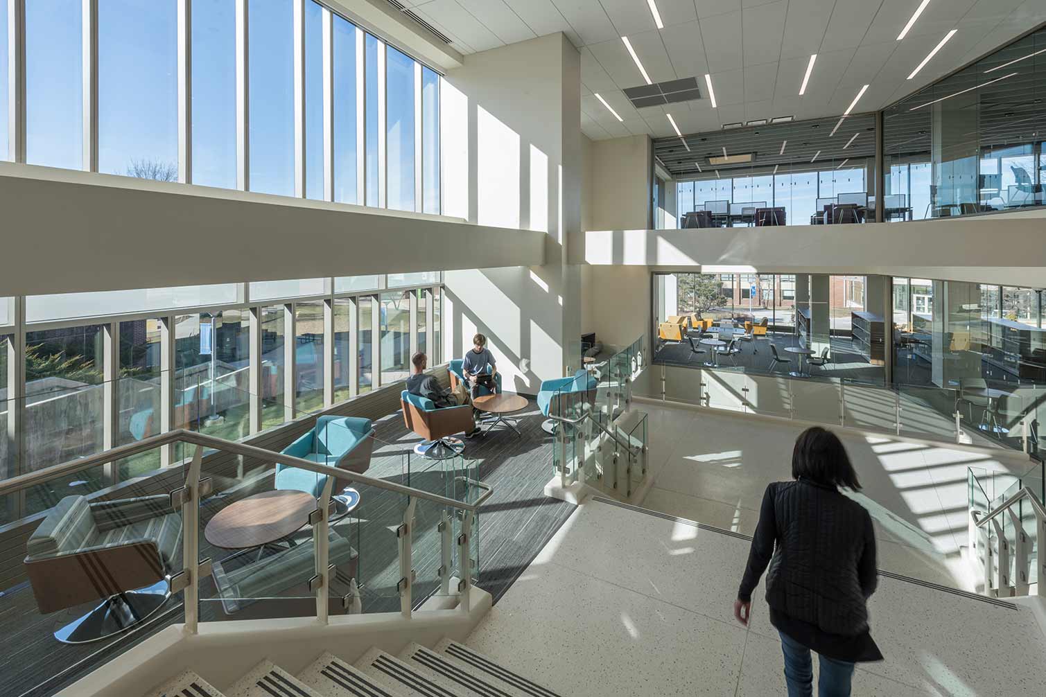 Harper College Library Staircase and Large windows