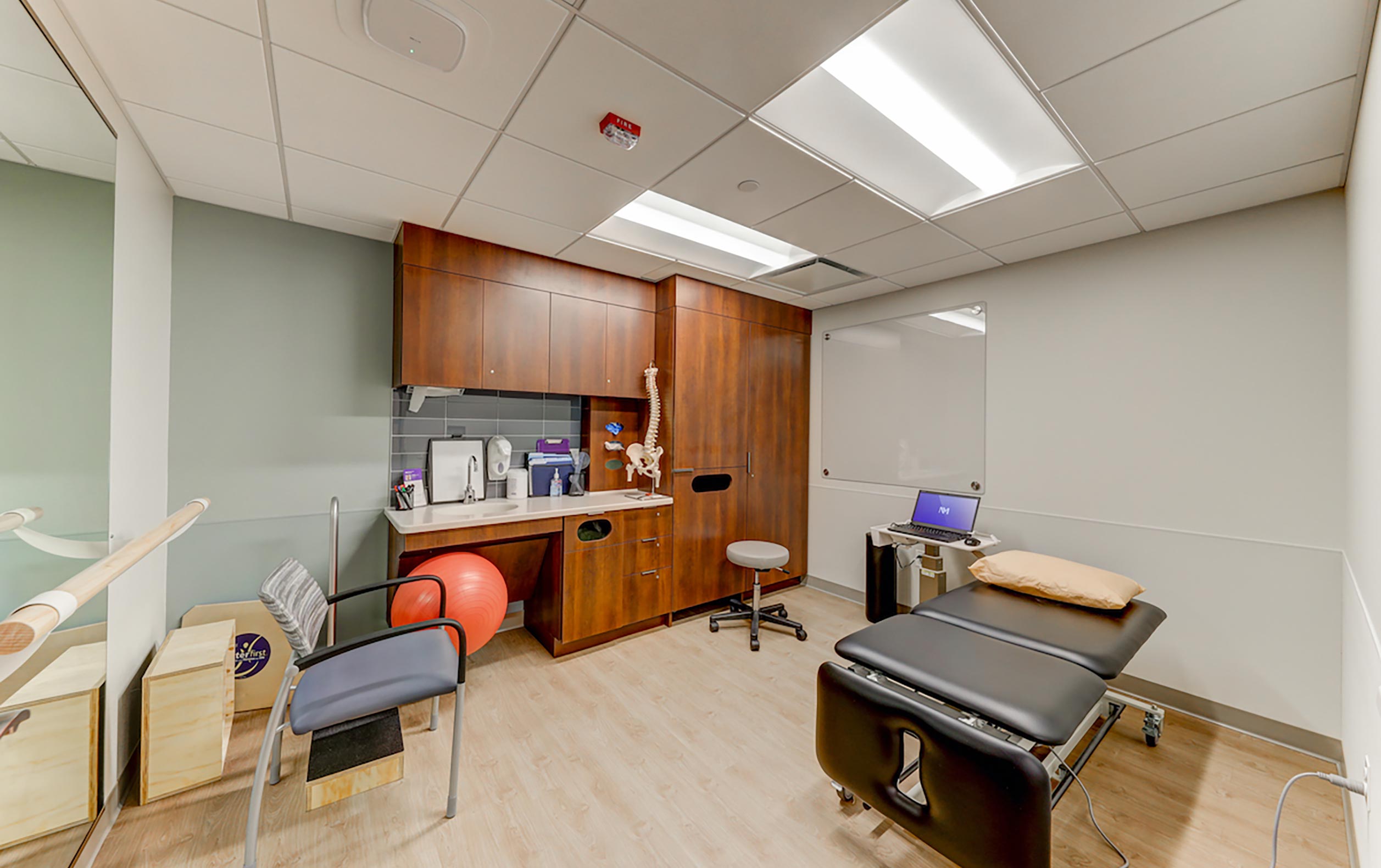 Physical therapy room with focus on spine health