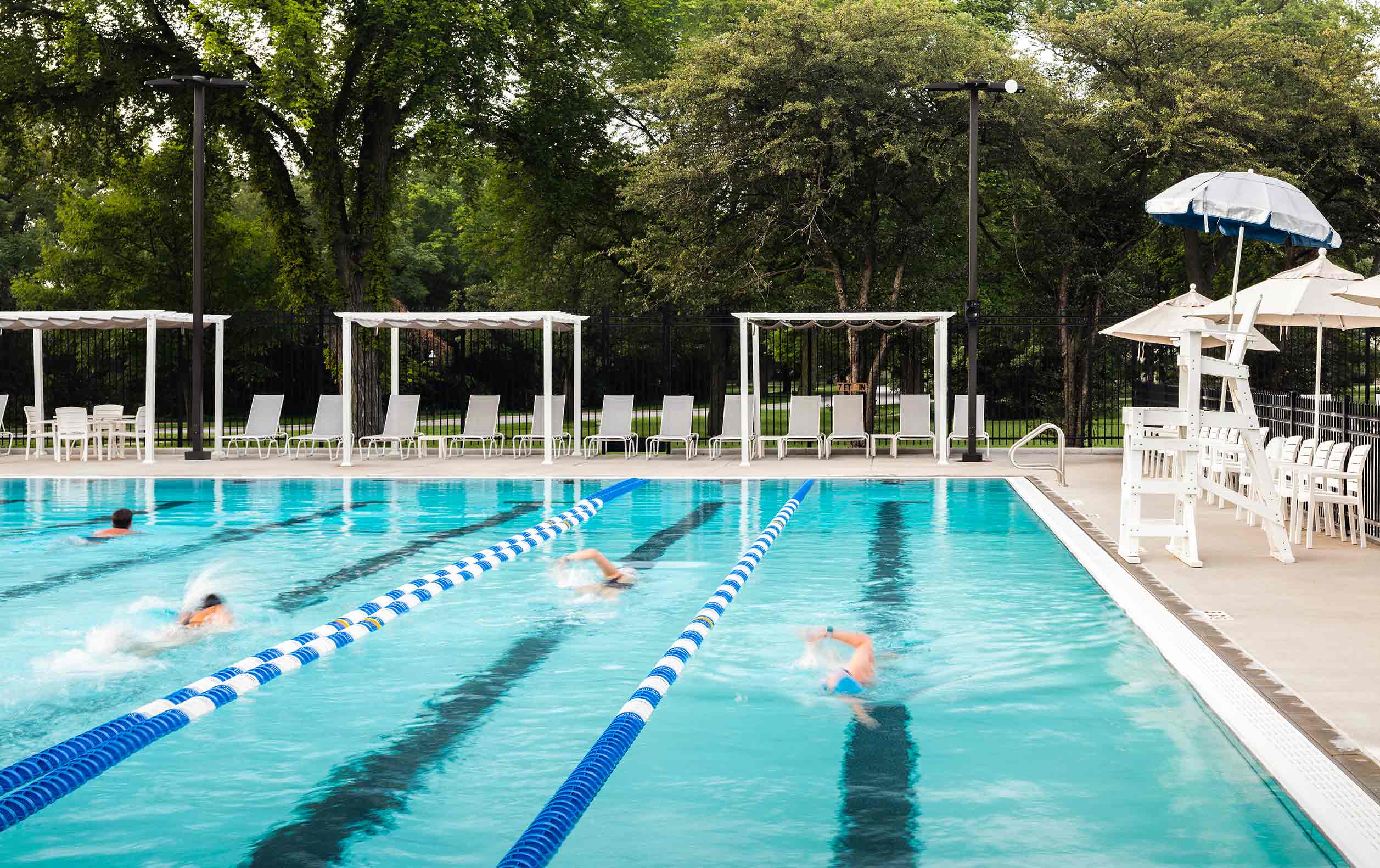 Swimmers in Riverside Swim Club main pool