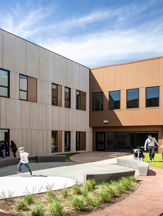 Special education school outdoor courtyard