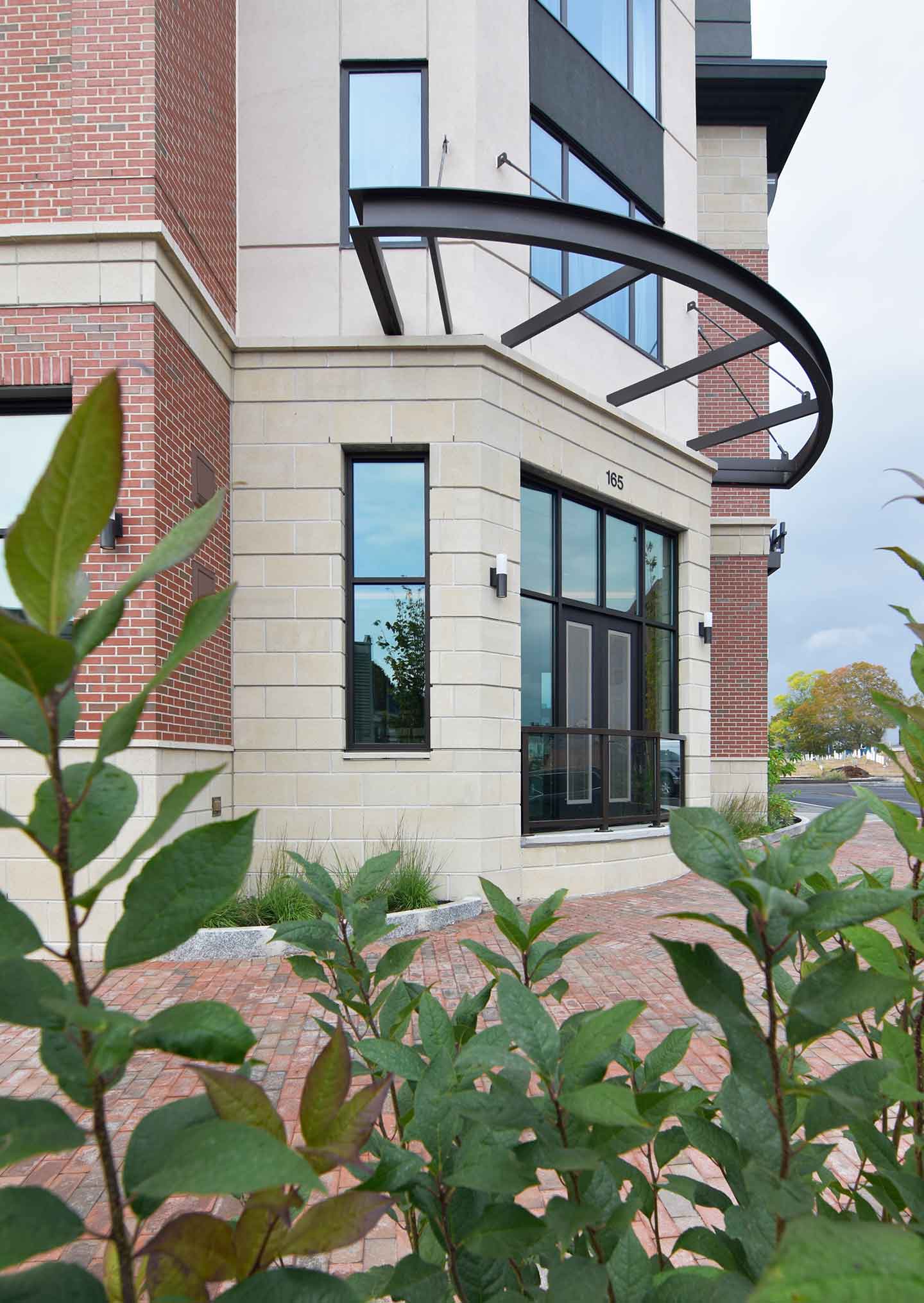 Hotel exterior with decorative feature