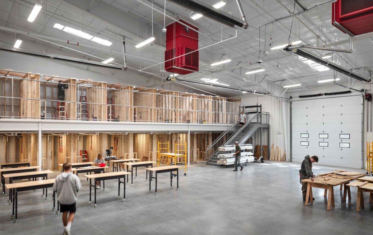 high school students in career and technical education construction skills training