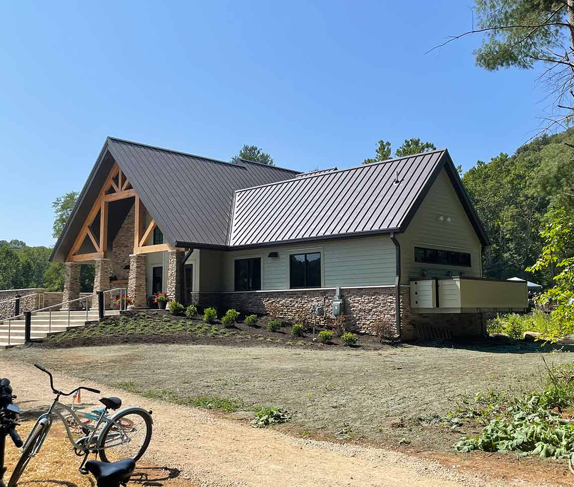 Visitor center entry with bicycles in foreground