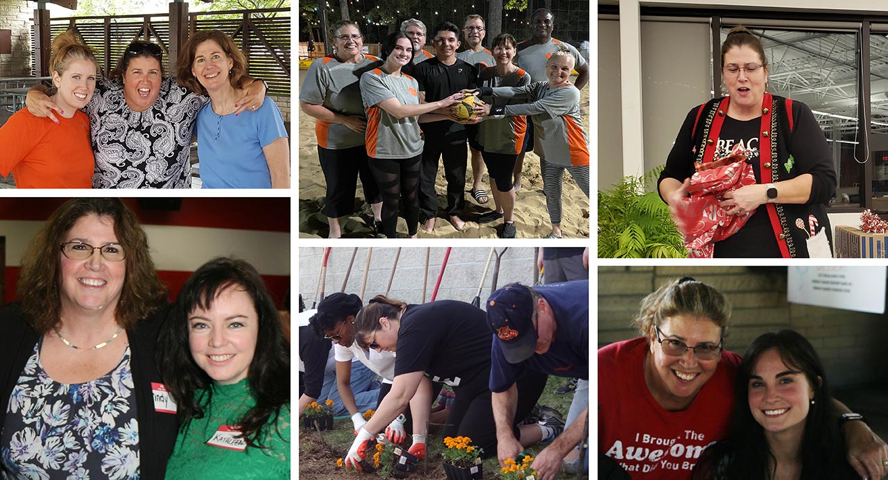 collage showing accounting at architecture firm in various activities