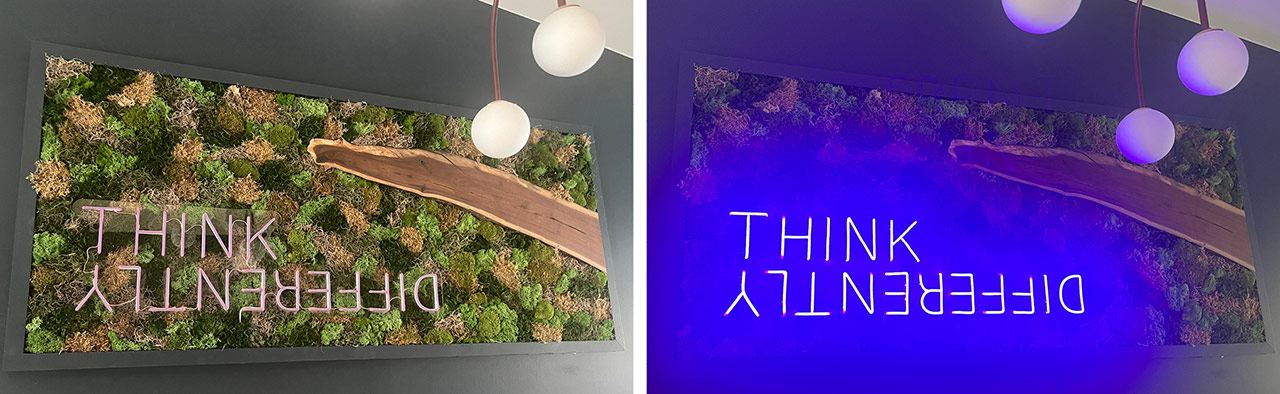 Artwork featuring wood and moss