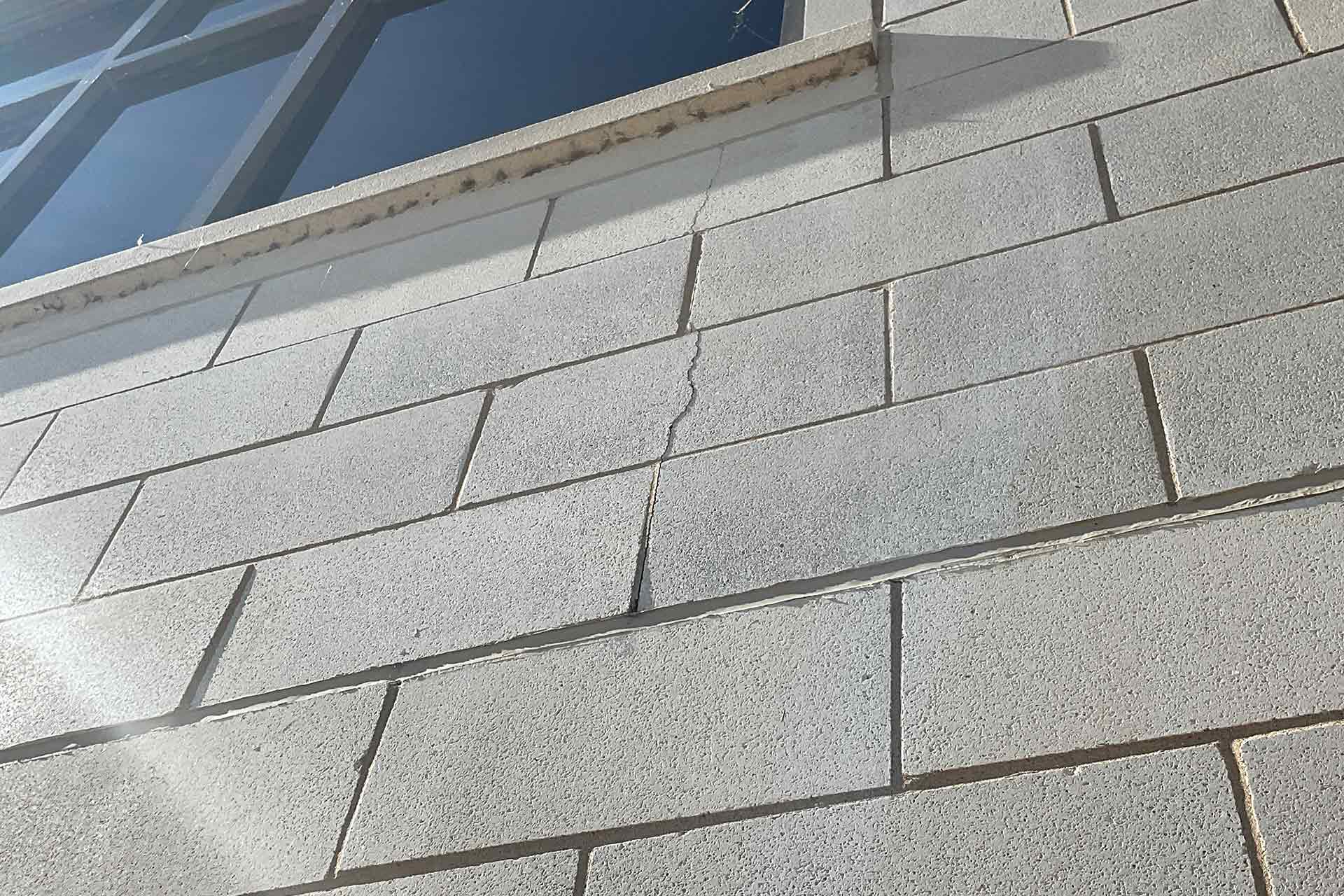 Cracked masonry block
